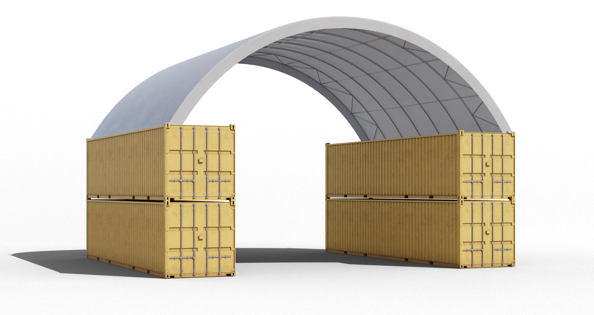 Inside to inside mounted 14m Truss container shelter, double stacked