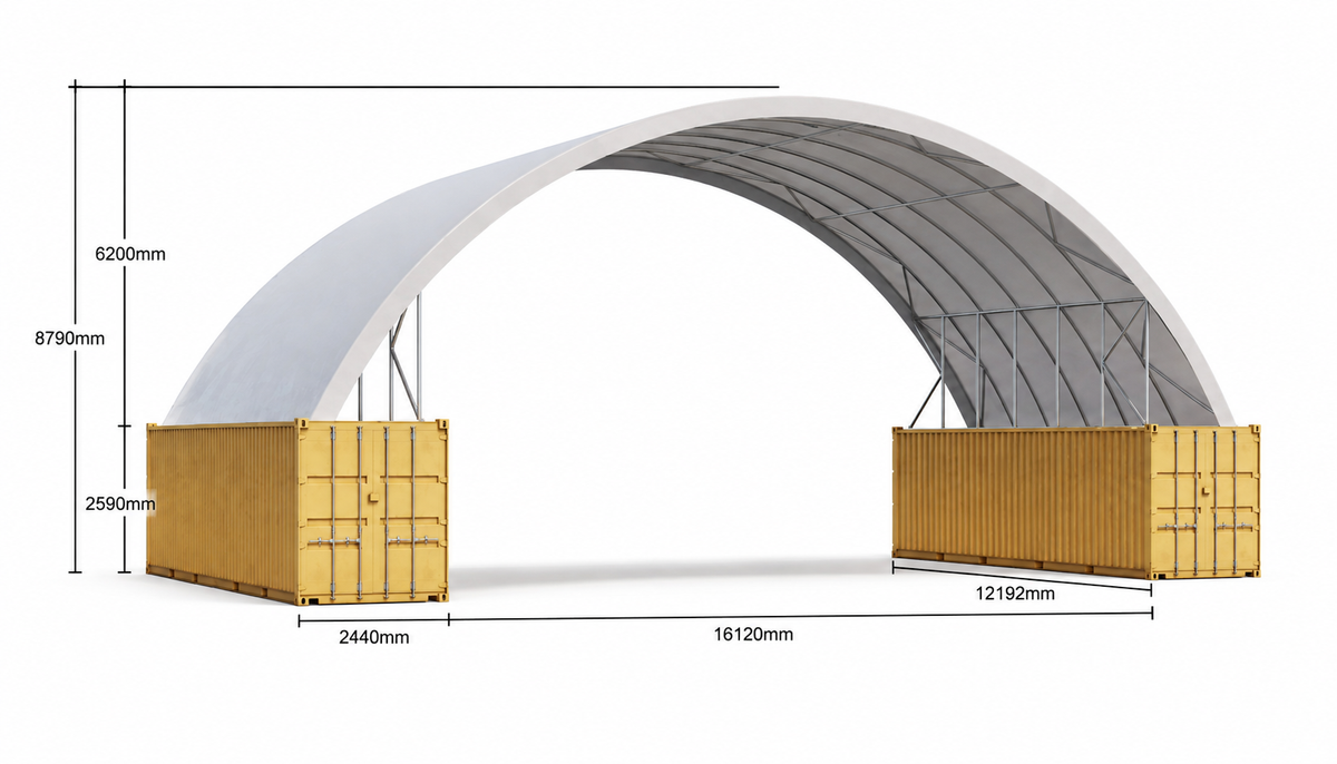 Big Bertha container shelter, single stacked containers