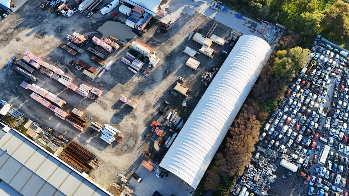 Containers under the Big Bertha shelter roof