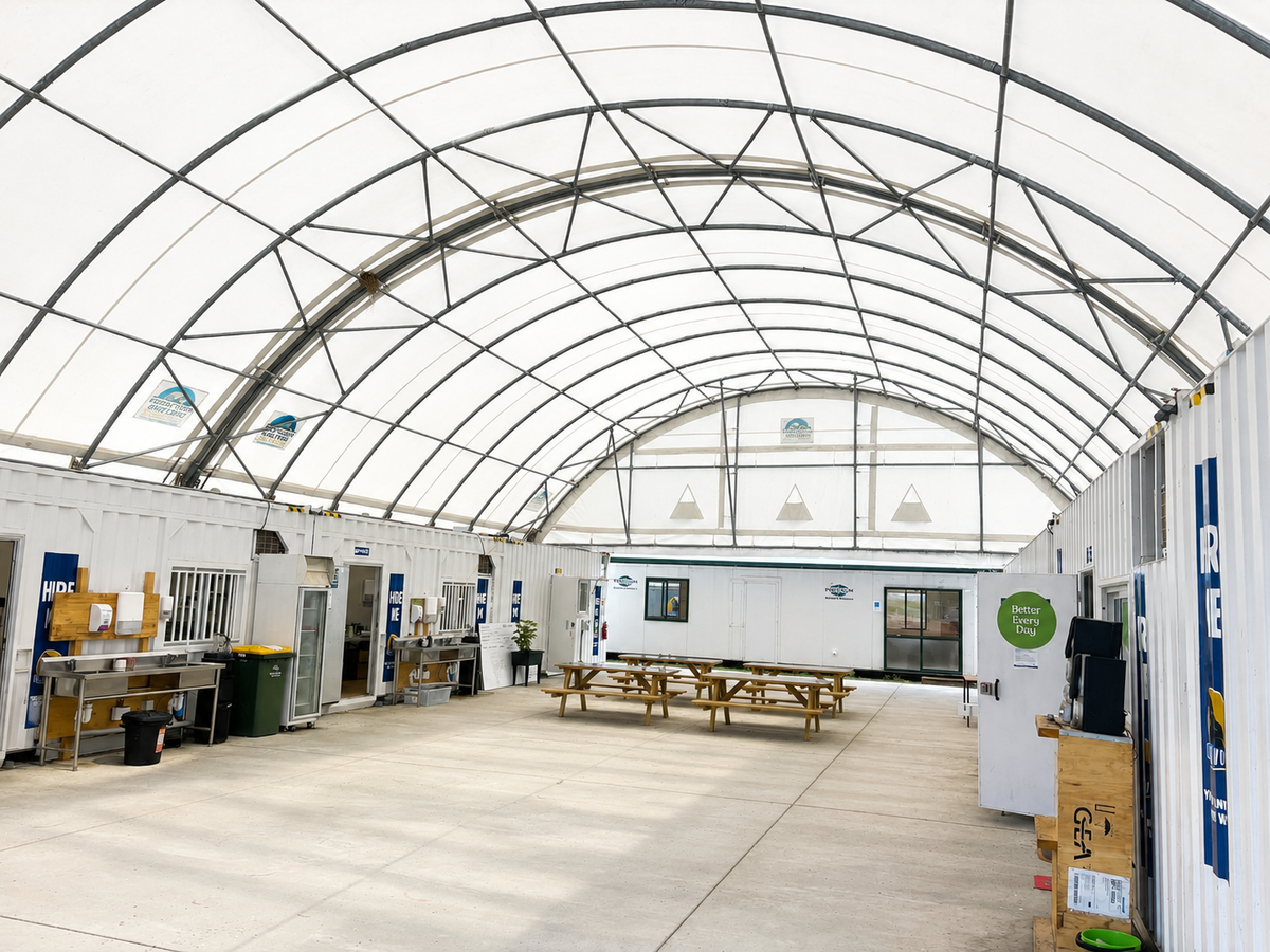 Two 14m Compact container shelters forming a site office at a Fonterra plant