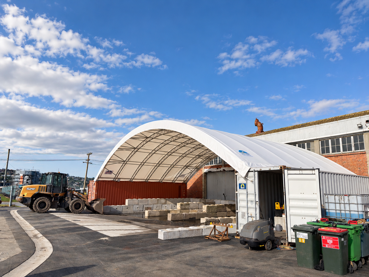 20m Truss container shelter at the WM New Zealand harbour-side port site