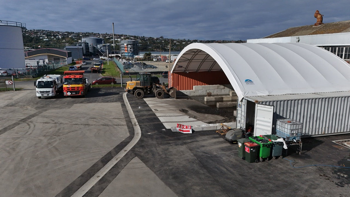 20m x 40ft truss shelter over waste handling at a port site